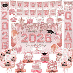Graduation Decorations Class of 2026, Red and Black Graduation Party Supplies, B