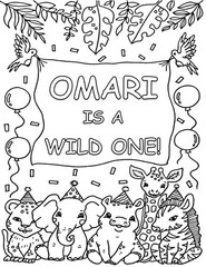 Wild One birthday coloring pages (PDF)