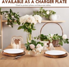 Rtteri 12 Pcs Acacia Wood Dinner Plates Round Dishes 0.95 Inches, Brown