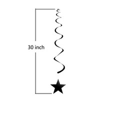 Gold Silver Black Star Swirl Decorations – Hanging Metallic Plastic Streamers…