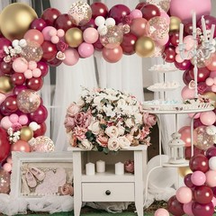 162Pcs Burgundy Balloon Garland Arch Kit Light Pink White Maroon Balloons Party