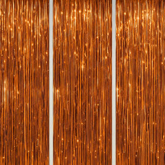3 Pack Foil Fringe Backdrop – Bronze Shiny Tinsel Curtains for Party Decoration/