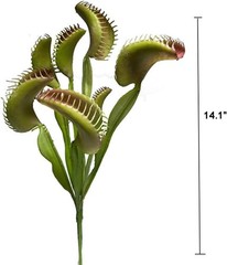 Shirfloral 3Pcs Artificial Venus Flytrap Plants Lifelike Carnivorous Green