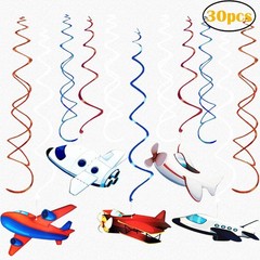 30 CT Airplanes Hanging Swirl Decorations for Airplane Themed Birthday Party