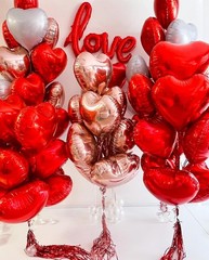Valentines Day Balloons Kit Anniversary Decorations with Love Foil Balloons