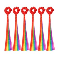 Rainbow Dance Ribbons, Wrist Streamers 6 Pcs & Red & Rainbow