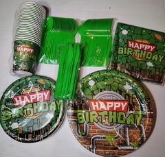 ninja turtle birthday party supplies napkins,plates,cups,spoons,fork