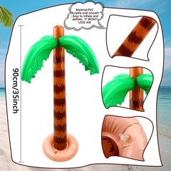 4 Pack 35 Inch Inflatable Palm Tree Large Beach Backdrop Coconut Trees for Sw…