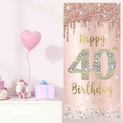 Gorgeous Pink Rose Gold 40th Birthday Door Cover – Lightweight and Easy to Hang