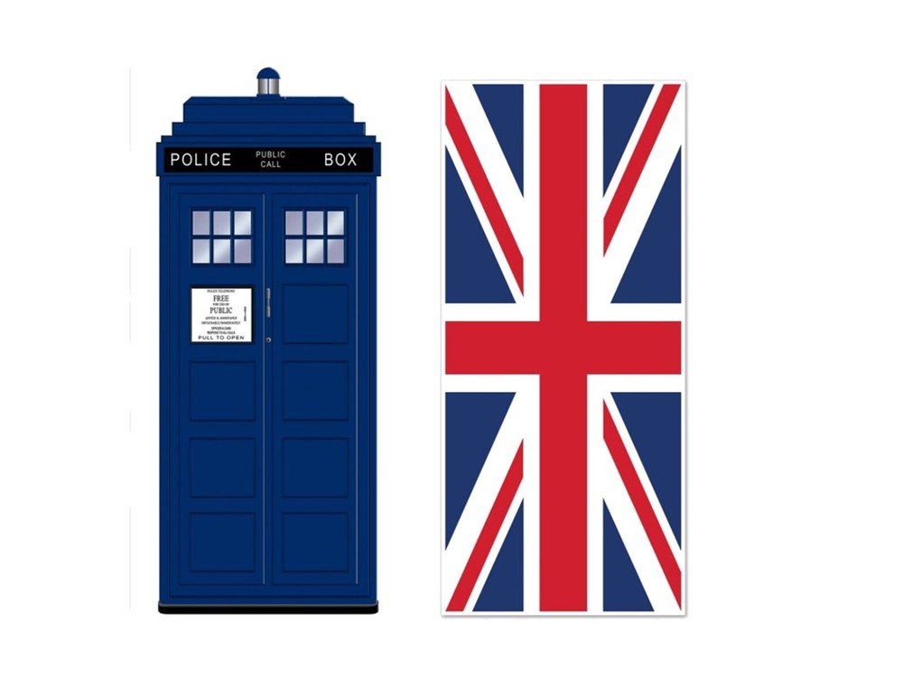 British Flag & Police Call Box 30» X ‘ 6 Door Covers Party Decorations