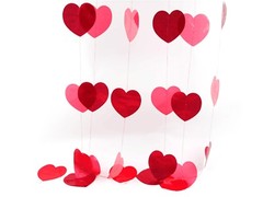 Valentine’s Day Heart Garland, PREASSEMBLED, 6 Strands, 30 Feet
