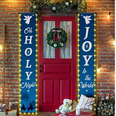 3 Pcs Lighted Christmas Nativity Porch Sign Holy Night Christmas Hanging Bann…