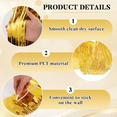 4 PCS 15ft Metallic Gold Foil Ceiling Fringe Curtain Bachelorette Party Decor