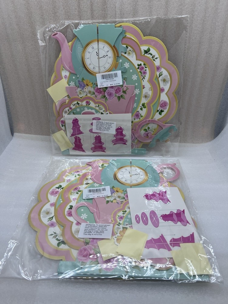 Floral Tea Birthday Party (2-Pack) 3-Tier Cupcake Dessert Stands Decorations