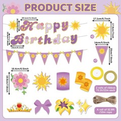 Purple Sun Decorations Purple Princess Happy Banner Triangle Flag String Bunt…