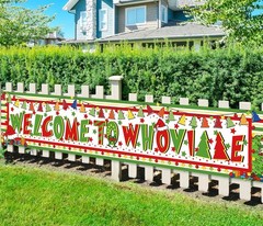 Christmas Decorations Whoville Stars Fence Banner Yard Sign Outdoor Gift 118″x24