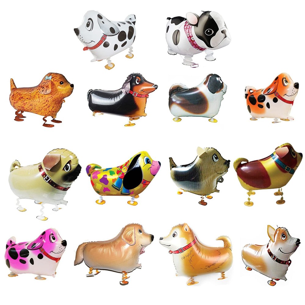 14 Pieces Walking Animal Balloons Pet Dog Balloons Dog Balloon Air Walkers, K…