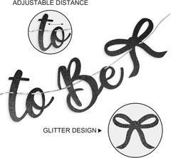 Bride to Be Banner, Black Bride to Be with Bow Glitter Bachelorette Bridal Party
