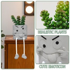 Zerzsy Artificialplant Succulents in Cement Pots with 1 Pcs Set/Tongue