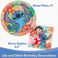 Unique 32 Pack Stitch Birthday Party Decorations – Lilo 9 inches, Multicolor