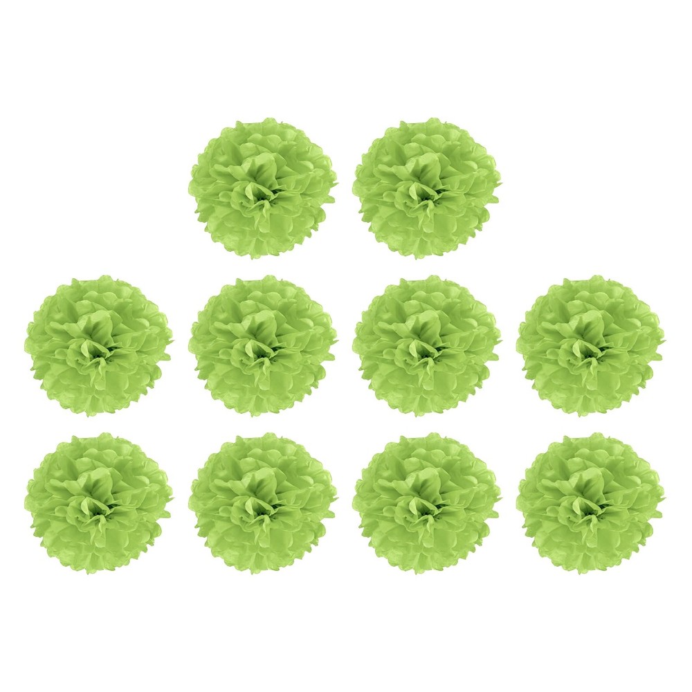 10 Pack Lime Green Tissue Pom Poms, 4 Inch, Wedding, Party, Birthday Decor