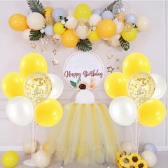 4Set Yellow and White Balloon Stand Table Centerpiece Party Decor