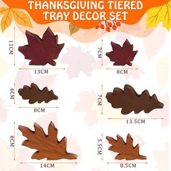 Qunclay 6 Pcs Fall Thanksgiving Decor Maple Leaves Wood Sign Brown