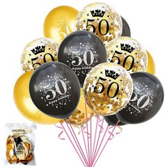 50Th Birthday Balloons Black Gold Party Decorations 15 Pack 12 Inch Latex Gold C