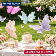 3D Hanging Butterfly Decorations, Butterfly Birthday Party Decorations, 4 Pcs Cr