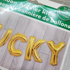 Gold Party Backdrop & LUCKY Balloon Banner Dots Special Event Décor