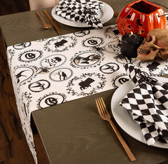 Halloween Party Tabletop Decor, Reusable & Machine Washable Cotton Fabric, Table