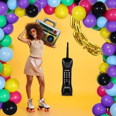 90s 80s Theme Party Balloons Backdrop Decorations Include Inflatable Boom Box…