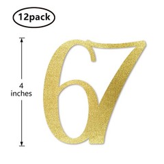 Gold Glitter 67 CutOut Numbers 67th Birthday Anniversary Party Decor