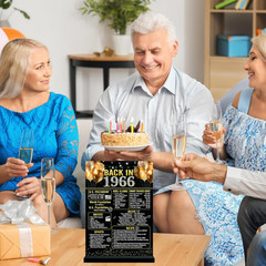 60Th Birthday Decorations Women Men, Black Gold Back in 1966 Birthday Poster Acr
