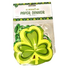 8 ft. St. Patrick’s Day Shamrock Green paper banner party supplies wall decor