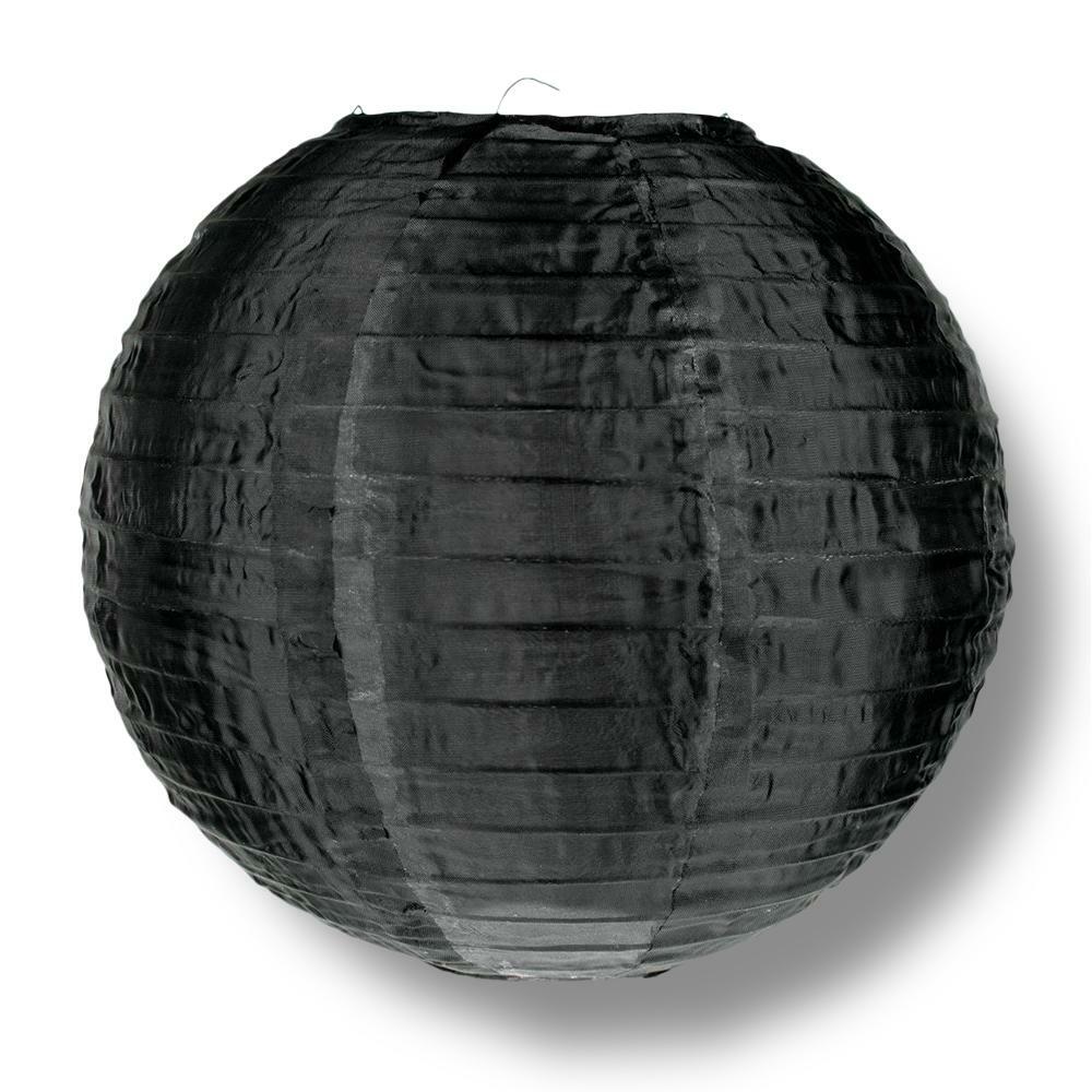 4″ Black Round Nylon Lantern, Even Ribbing, Hanging Decoration (10 PACK)