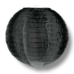 4″ Black Round Nylon Lantern, Even Ribbing, Hanging Decoration (10 PACK)