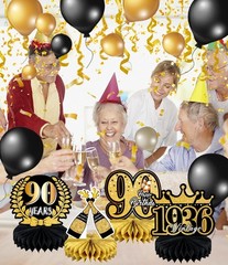 9 Pcs 90th Decoration for Men 90th Centerpieces for Tables Decorations Cheers…
