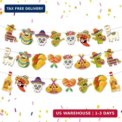 24PCS Mexican Theme Party Decorations, Fiesta Mexican Banner Cinco De Mayo Party