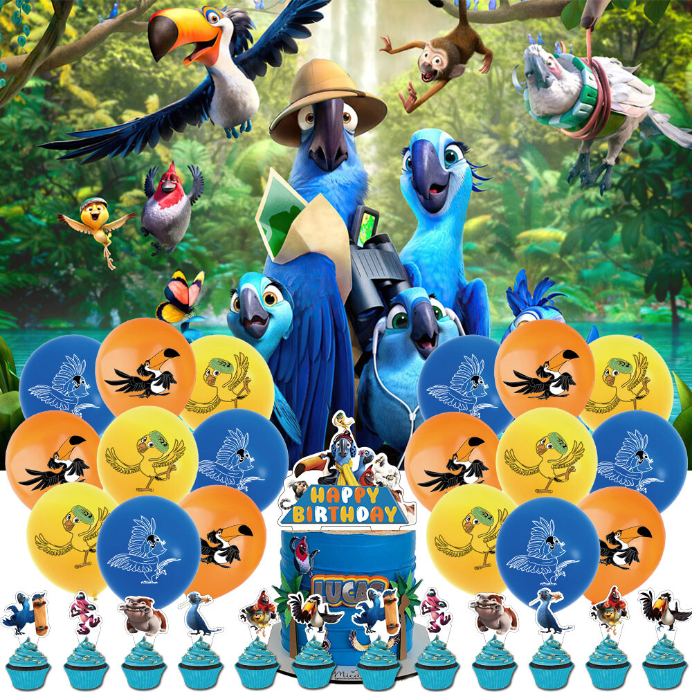 Movie Rio 2 Birthday Decoration Party Supplies Set Balloons Cake Toppers Banner