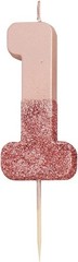 Talking Tables Gold Glitter Number 1 Candle Premium Quality 8 cm, Ororosa1