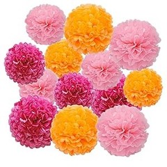 Rose red Pink and Orange Tassel Garland Banner Paper Tassels for Party