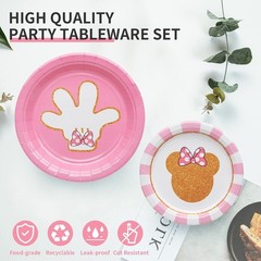 Charming 96-Pc Minnie Themed Tableware Set – Perfect for Baby Showers & Parties
