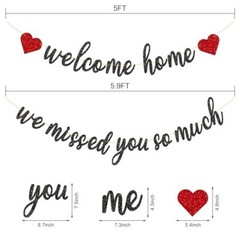 Pre-Strung Welcome Home We Missed You So Much Banner for Military Army Black