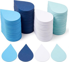 360 Pcs Raindrop Cutouts Paper 3.9 Inch White and Blue Die Cuts for DIY Craft Pr