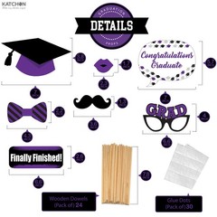 , Purple Graduation Photo Booth Props 2026 – Pack of 24 | Purple Graduation P…