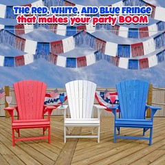 Reusable 24 Ft Red, White & Blue Metallic Fringe for Fourth of July Festivities
