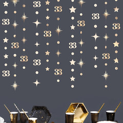 Champagne Gold 33Rd Birthday Decorations Number 33 Circle Dot Star Streamer Bann