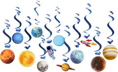 Kid-Safe 12 Pack Space Decorations – Stylish Swirl Accessories for Parties