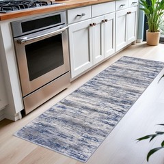 KOZYFLY Modern Abstract Washable Rug Runner 2×6 2′ x 6′ (Runner), Blue-grey